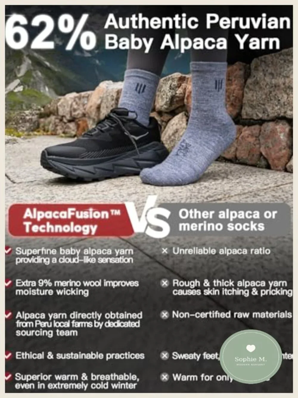 Alpaca Wool Lightweight Micro Crew Socks Moisture Wicking Anti-blister Cushioned